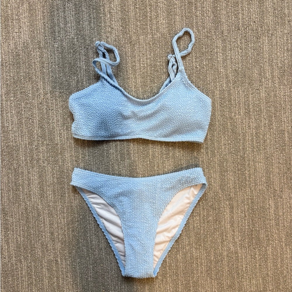 Light Blue Textured Bikini Set
